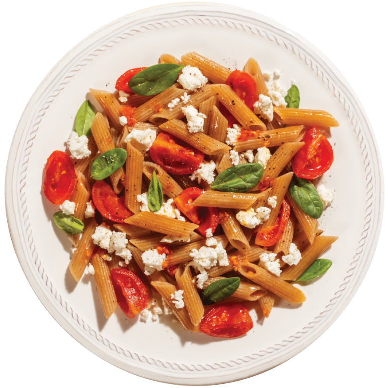 Oat Penne With Spinach, Feta & Cherry Tomatoes
